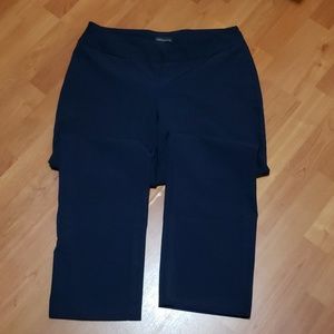 Navy Blue Straight Leg Slacks - Petite